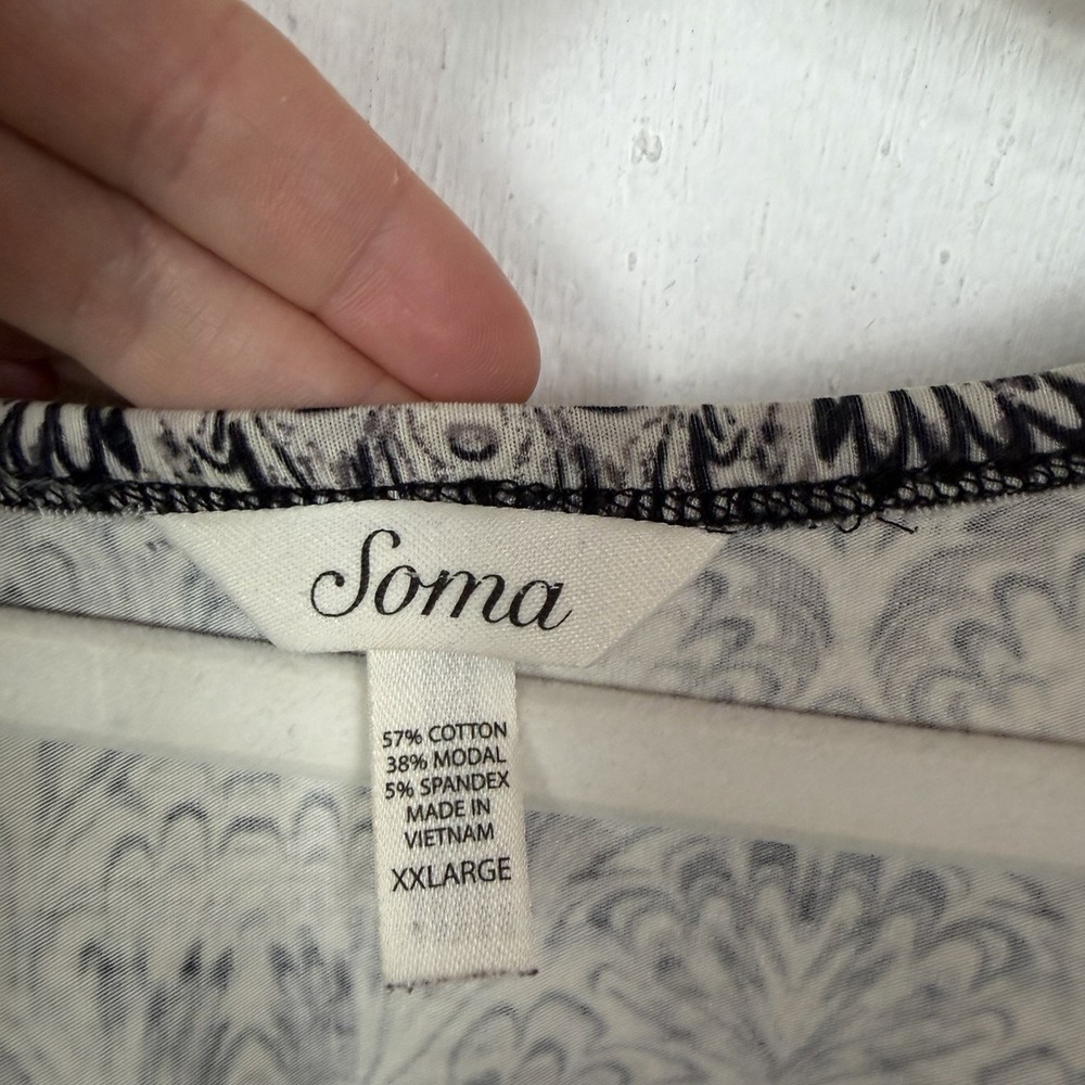 Soma Mid Length Nightgown Modal Cotton Sleep Floral‎ Gray Soft Comfy Lounge XXL - Picture 9 of 12